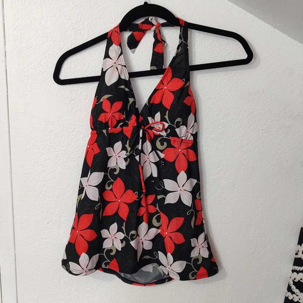 Floral Halter Tankini Swim Top Size 12